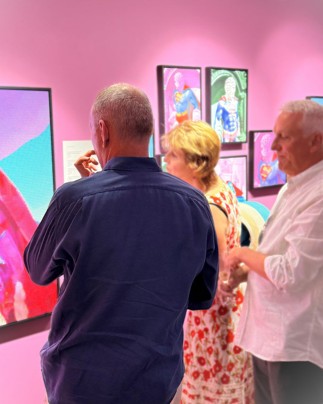 Visitors at the opening of Gods and Monsters in front of the hang